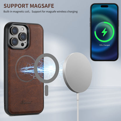 Leather Card Holder Phone Case: Magnetic Stand, Wireless Charging (MagSafe Compatible)