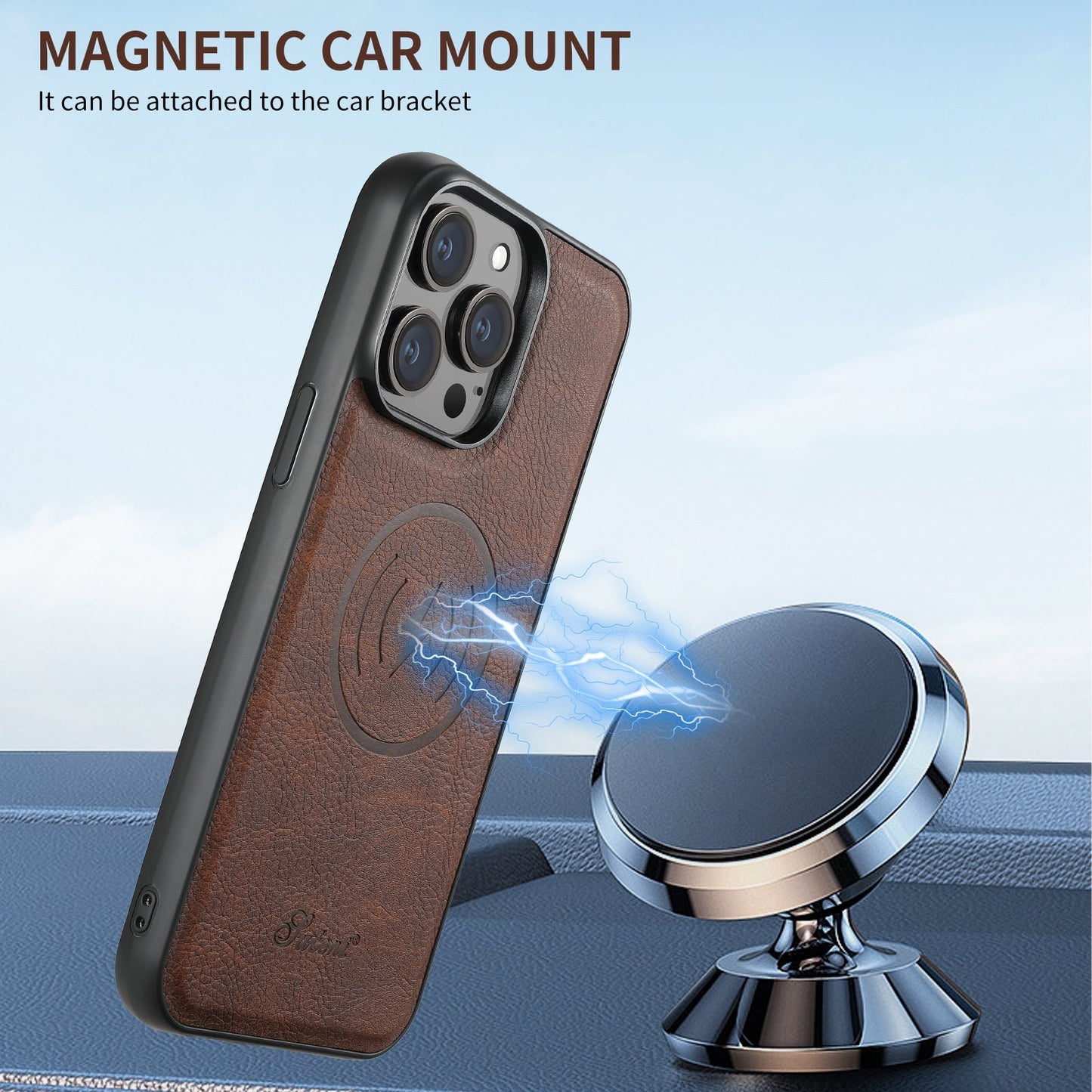 Leather Card Holder Phone Case: Magnetic Stand, Wireless Charging (MagSafe Compatible)