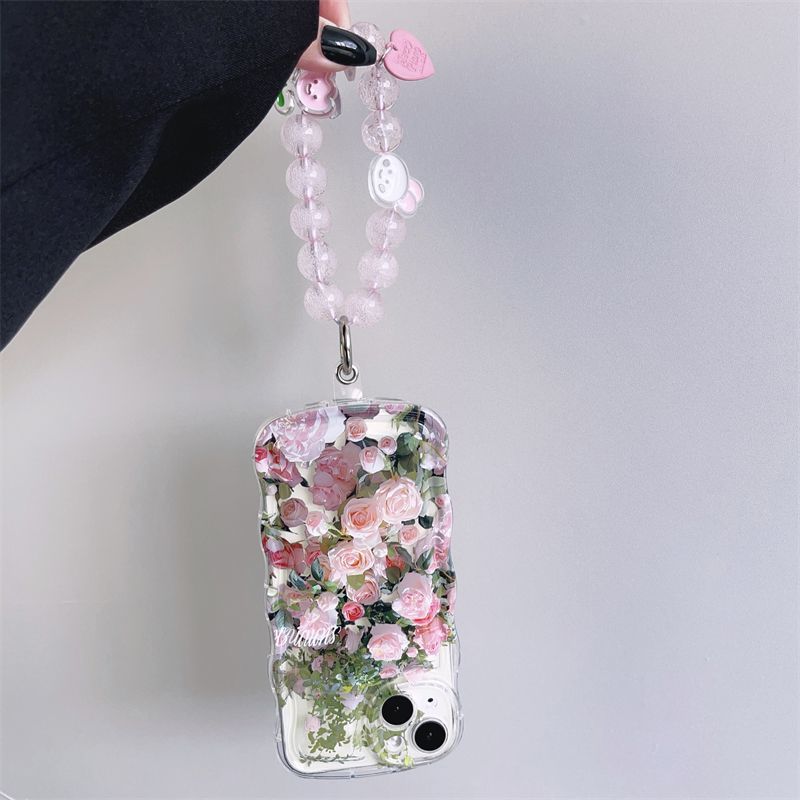 Frische rosa Blumen mit Armband für iPhone-Hülle