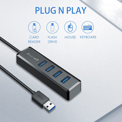 H302S USB 3.0 Hub für Laptop mit 2 Fuß langem Kabel, Multi-Port-Erweiterung, schneller Datenübertragung USB-Splitter kompatibel mit Windows-PC, Mac, Drucker, mobiler HDD