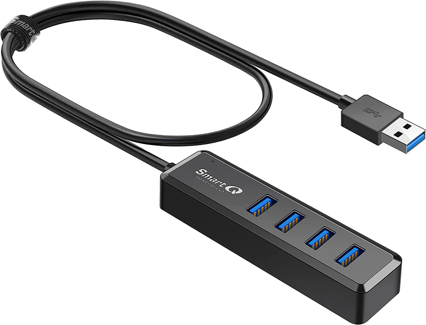 H302S USB 3.0 Hub für Laptop mit 2 Fuß langem Kabel, Multi-Port-Erweiterung, schneller Datenübertragung USB-Splitter kompatibel mit Windows-PC, Mac, Drucker, mobiler HDD