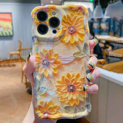 Ölgemälde Gänseblümchen iPhone-Hülle mit Armband – Kunstvolles Design für Ihr iPhone