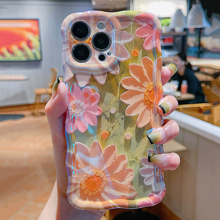 Ölgemälde Gänseblümchen iPhone-Hülle mit Armband – Kunstvolles Design für Ihr iPhone