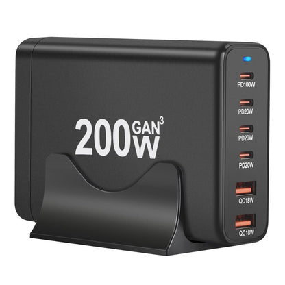 200W GaN 6-Port USB-C Ladegerät – Schnelles Laden für Smartphones und Laptops