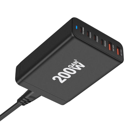 200W GaN 6-Port USB-C Ladegerät – Schnelles Laden für Smartphones und Laptops