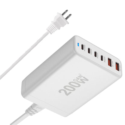 200W GaN 6-Port USB-C Ladegerät – Schnelles Laden für Smartphones und Laptops