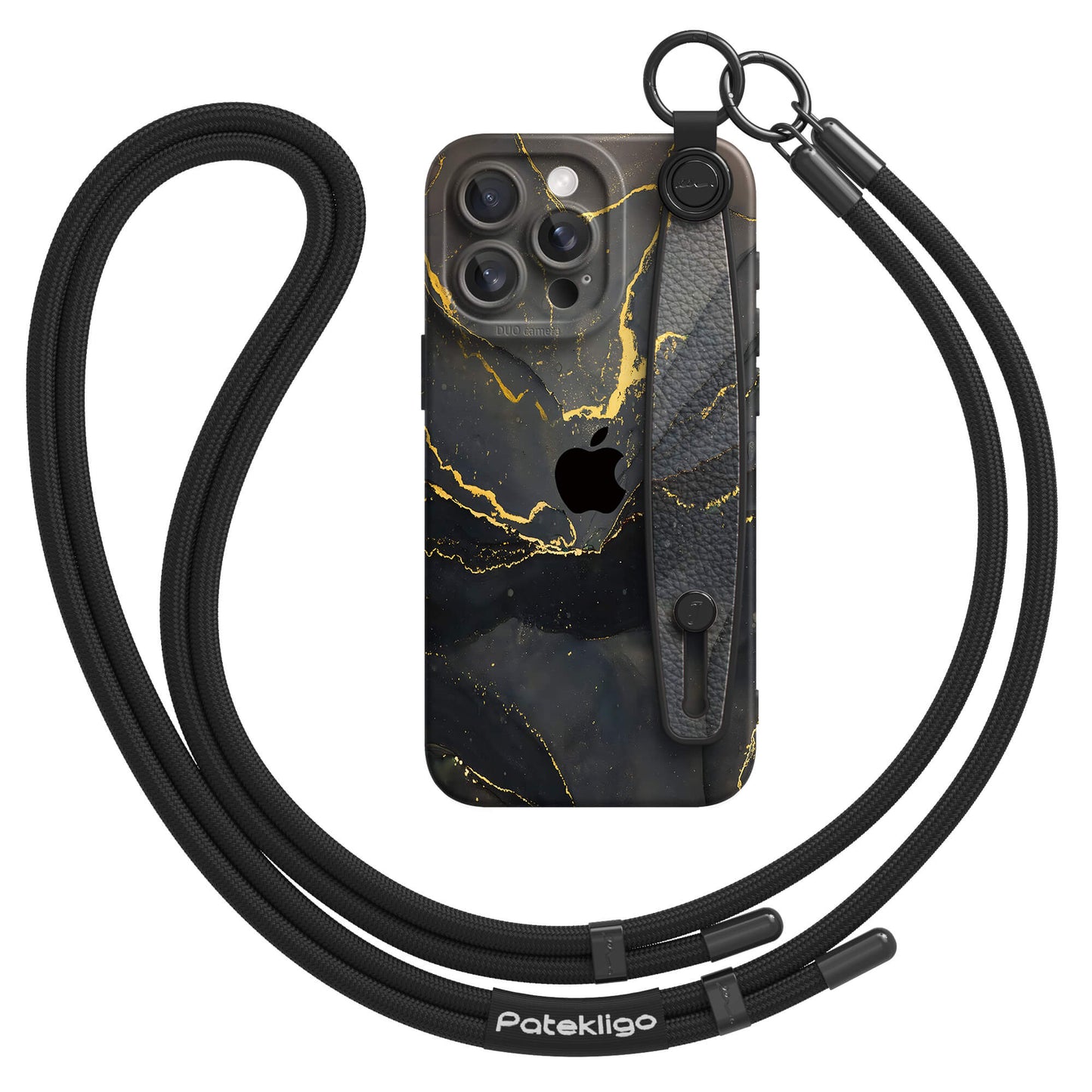 Schwarzer Goldsand | Multifunktionale Armbanduhr Tasche für iPhone Serie