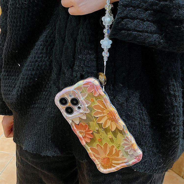 Ölgemälde Gänseblümchen iPhone-Hülle mit Armband – Kunstvolles Design für Ihr iPhone