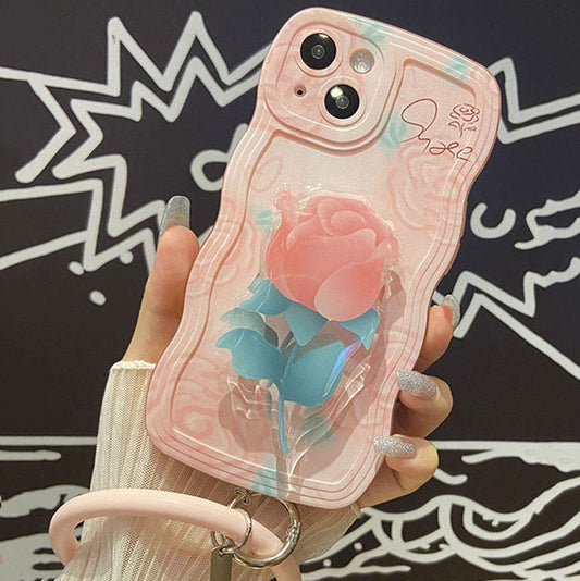 Öl Rosa Rose mit Armband und Halterung für iPhone-Hülle