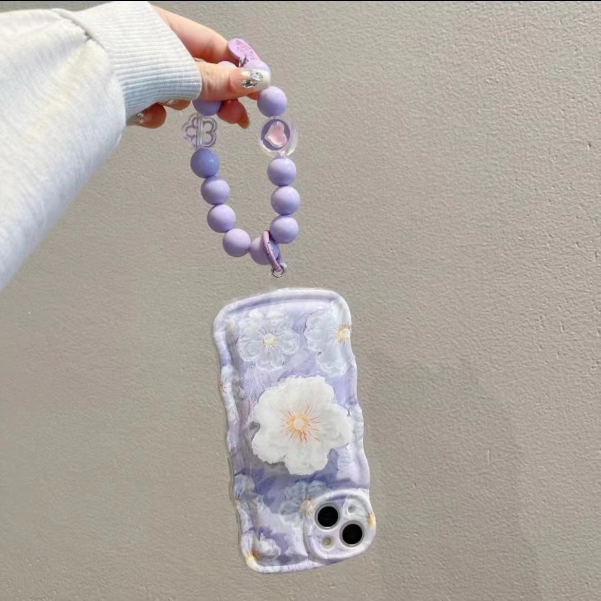 Ölgemälde-Blume iPhone-Hülle mit Halterung und Armband