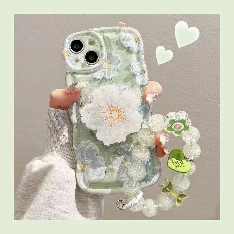 Ölgemälde-Blume iPhone-Hülle mit Halterung und Armband