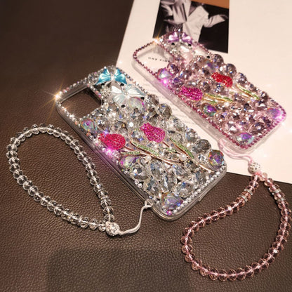 Luxuriöse Strass-Diamant Blumen iPhone Hülle