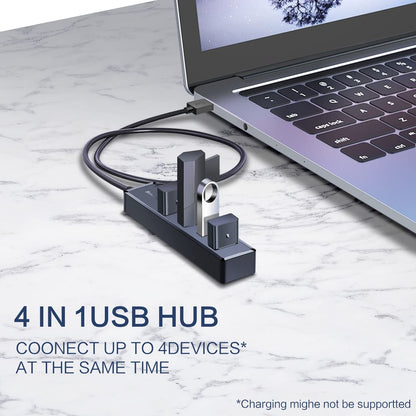 H302S USB 3.0 Hub für Laptop mit 2 Fuß langem Kabel, Multi-Port-Erweiterung, schneller Datenübertragung USB-Splitter kompatibel mit Windows-PC, Mac, Drucker, mobiler HDD