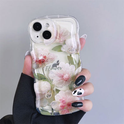 Frische rosa Blumen mit Armband für iPhone-Hülle