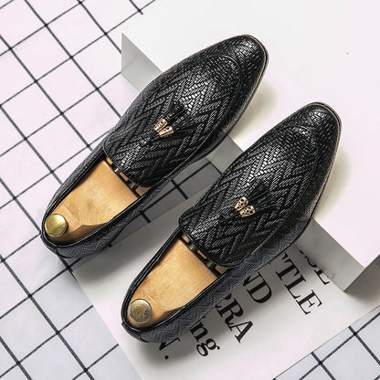 Tassel Plaid Loafers Herren Leder Slipper mit Gepolstertem