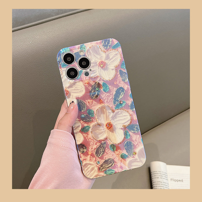 Künstlerisches Vintage iPhone Case mit Blumenölgemälde