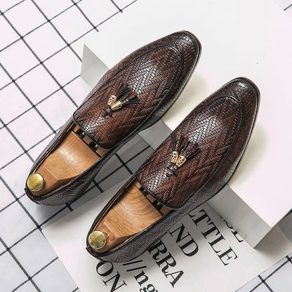 Tassel Plaid Loafers Herren Leder Slipper mit Gepolstertem