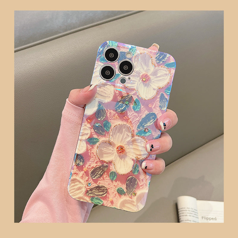 Künstlerisches Vintage iPhone Case mit Blumenölgemälde