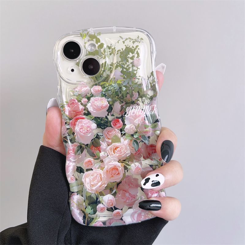 Frische rosa Blumen mit Armband für iPhone-Hülle