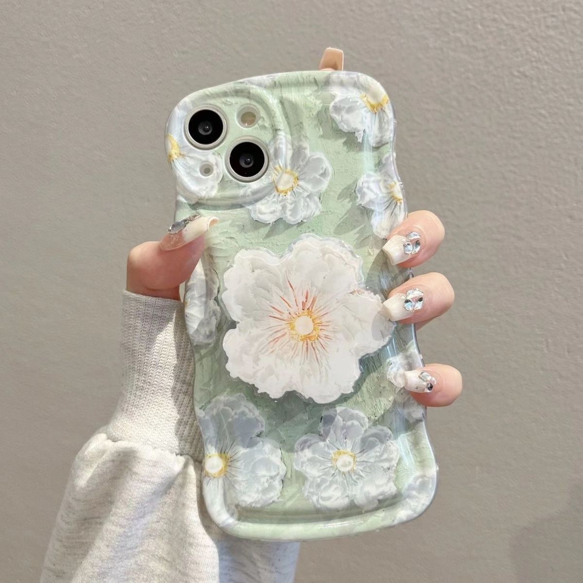 Ölgemälde-Blume iPhone-Hülle mit Halterung und Armband