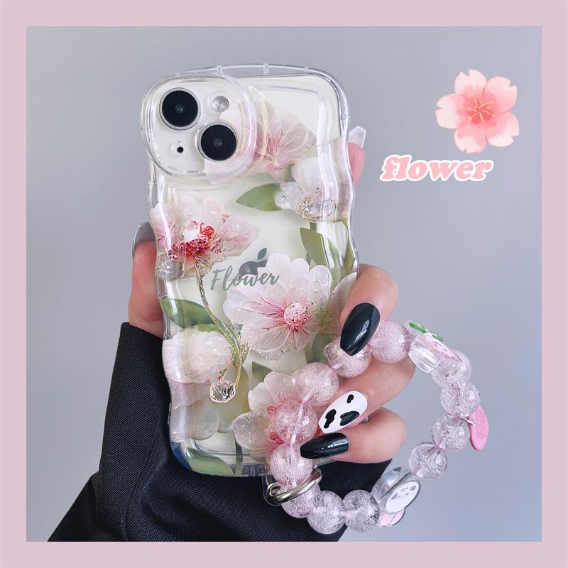 Frische rosa Blumen mit Armband für iPhone-Hülle