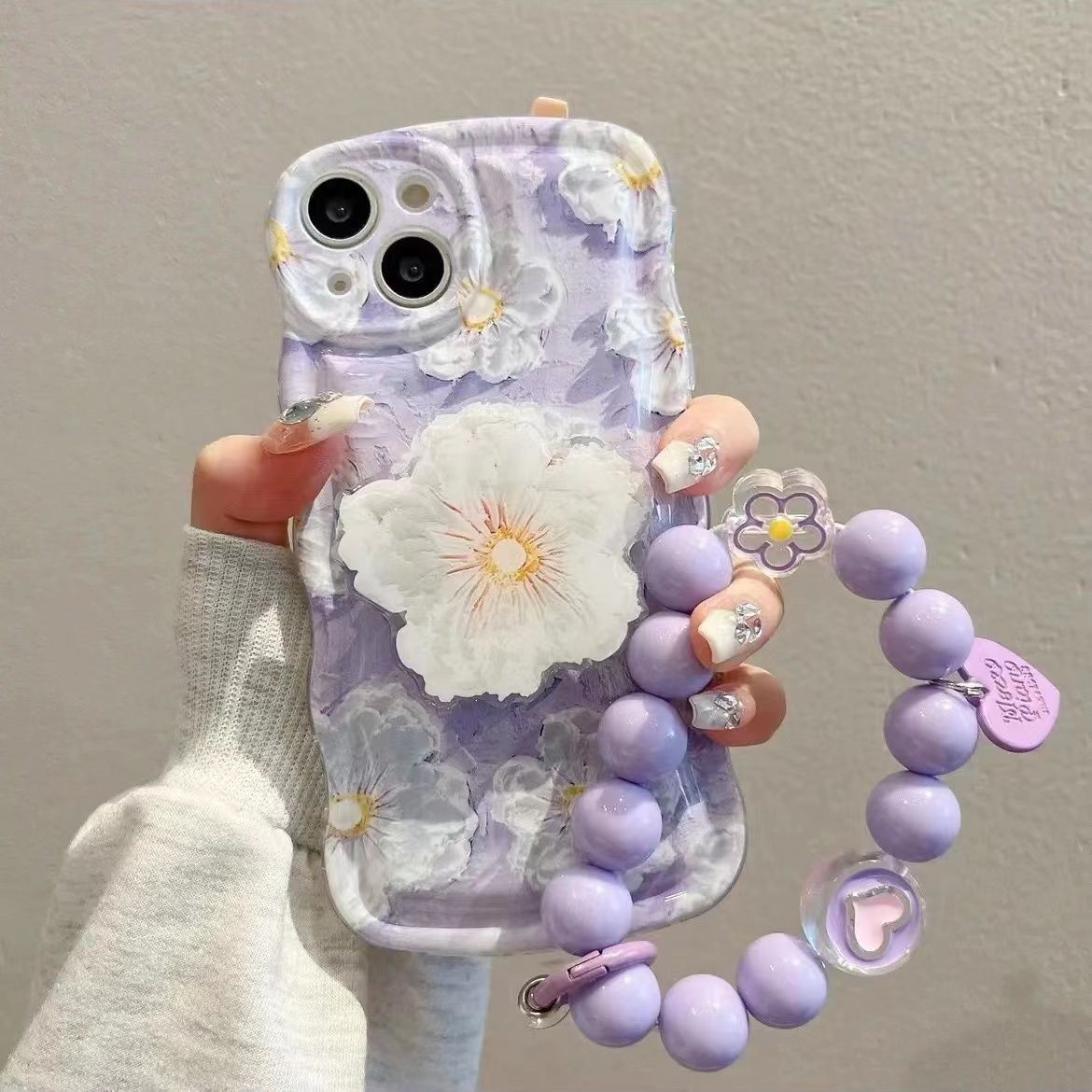 Ölgemälde-Blume iPhone-Hülle mit Halterung und Armband