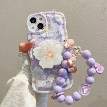 Ölgemälde-Blume iPhone-Hülle mit Halterung und Armband