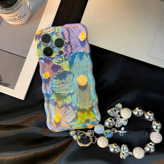 Florales Blumenarmband iPhone-Hülle mit Kohlefaser-Verstärkung