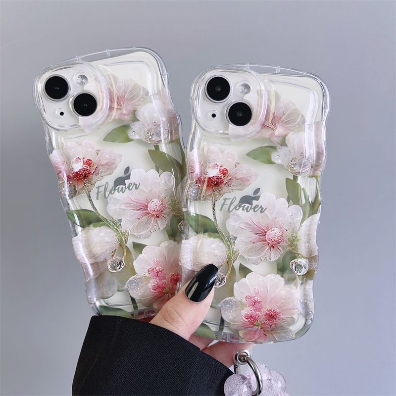 Frische rosa Blumen mit Armband für iPhone-Hülle